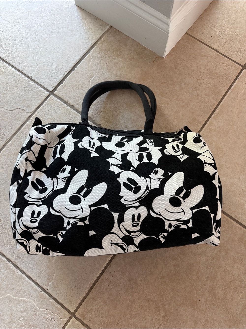 Vintage Disney Mickey Mouse Faces Duffle Bag Travel Weekender